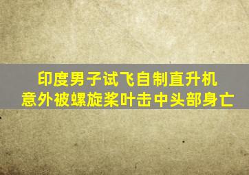 印度男子试飞自制直升机 意外被螺旋桨叶击中头部身亡